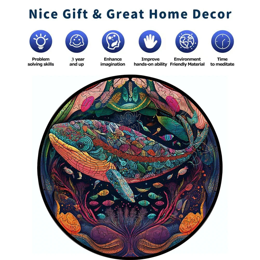 Unique Animal Wooden Jigsaw Puzzles, Whale, DIY Crafts, Educational Toys for Adults and Kids, Perfect Gift Idea, Christmas gift Idea 189