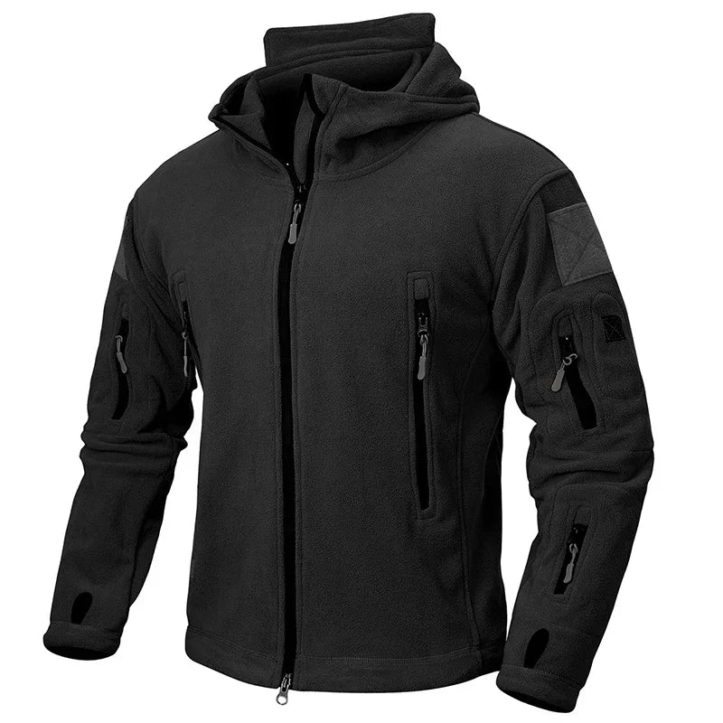 Men’s Winter Fleece Hoodie Jacket – Warm Full Zip Multi-Pocket Outdoor Coat