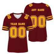 Custom Burgundy -Gold Mesh Authentic Football Jersey
