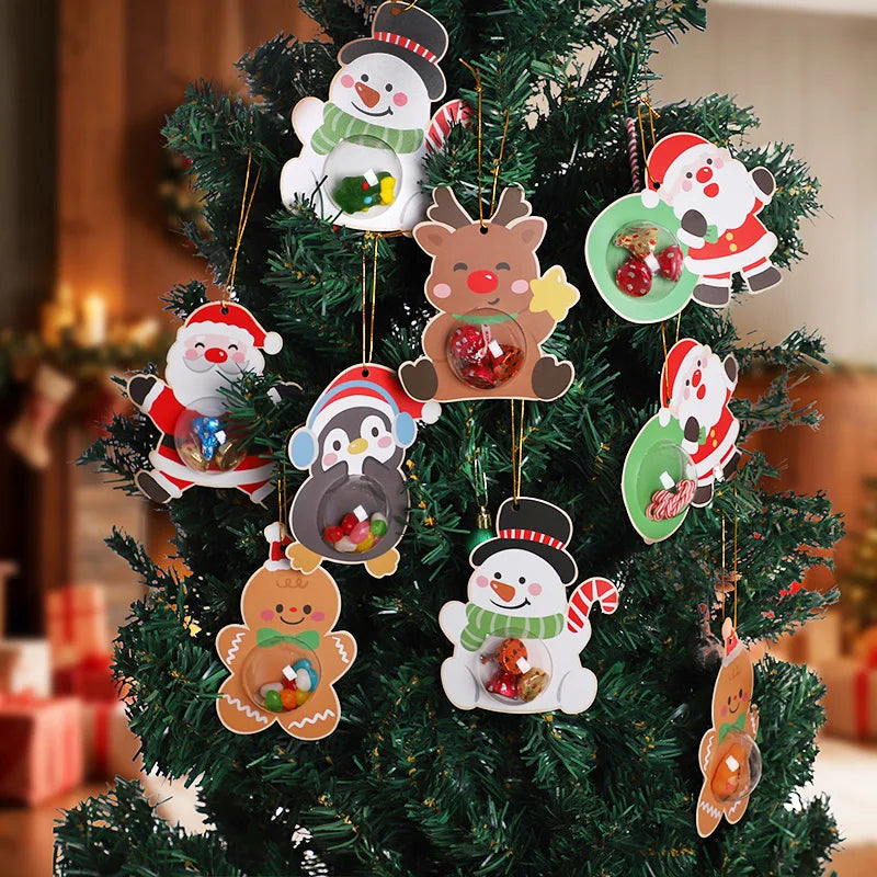 12/24Pcs Christmas Candy & Chocolate Holder Cards – Xmas Tree Hanging Pendants for Holiday Party & Kids Gifts