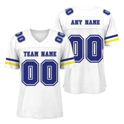 Custom White Royal-Gold Mesh Authentic Football Jersey