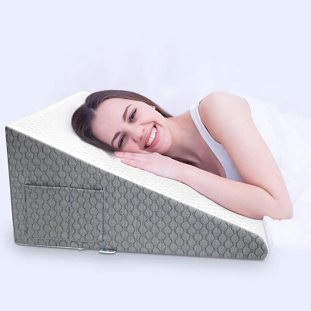 Wedge Pillow for Sleeping – Triangle Elevated Support Pillow with Air Layer Foam for Bed, Dorm, or Office