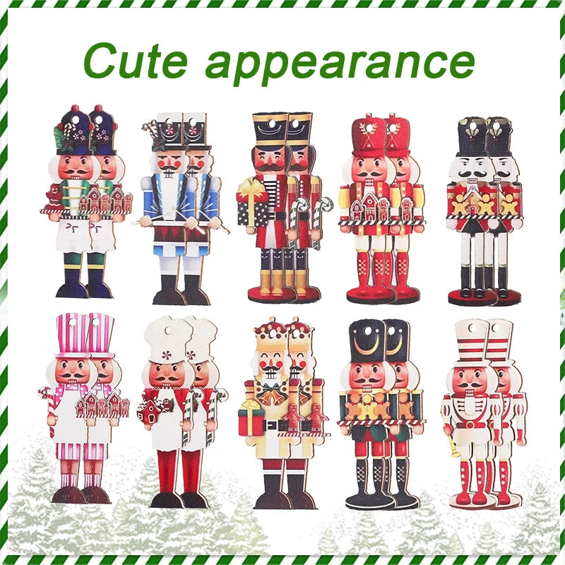 20Pcs Christmas Wooden Nutcracker Soldier Ornaments – Xmas Tree Hanging Decoration 2025 Holiday Home Decor