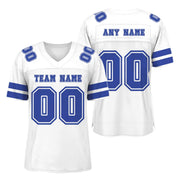 Custom White Blue-White Mesh Authentic Football Jersey