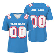Custom Blue White-Red Mesh Authentic Football Jersey