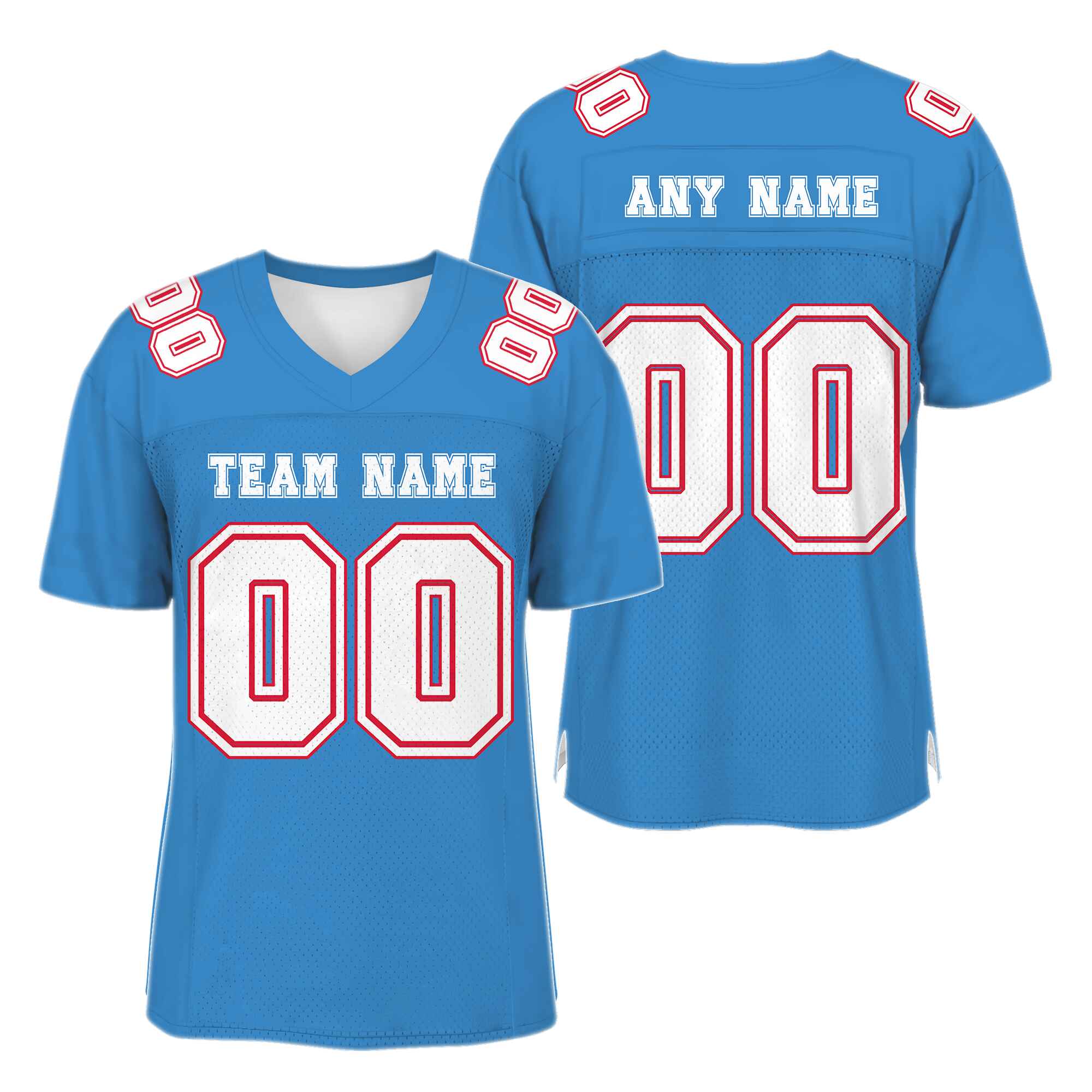 Custom Blue White-Red Mesh Authentic Football Jersey