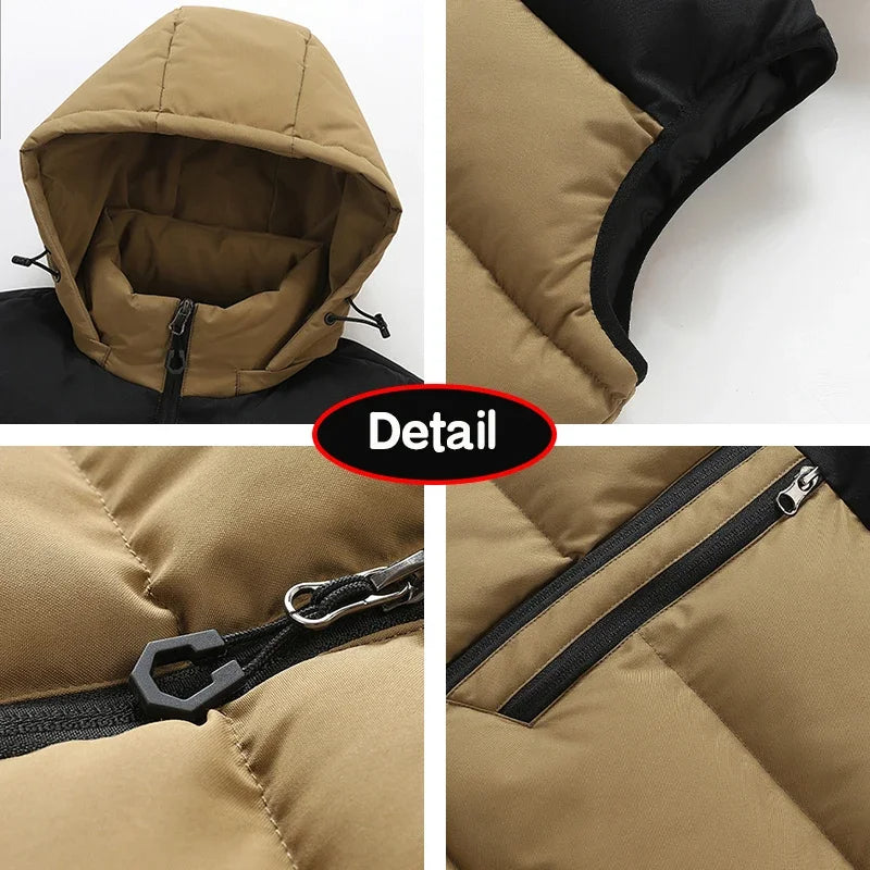 Men's Puffer Vest Warm Sleeveless Winter Jackets Waterproof Zipper Coats With Stand-Up Collar Casual Lightweight Outerwear For Cold Weather C17