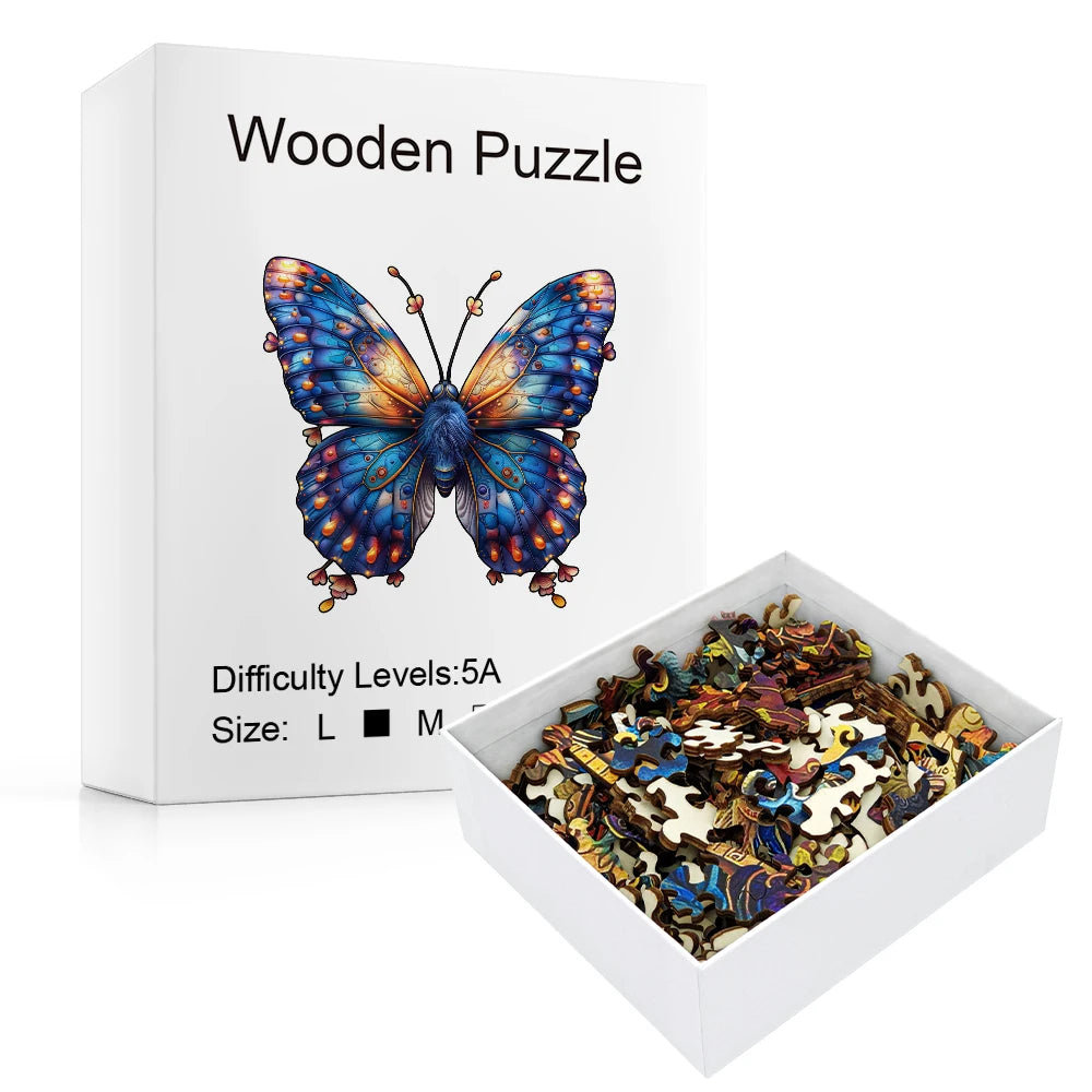 Unique Animal Wooden Jigsaw Puzzles, Butterfly Laser Cut puzzle, Unique Butterfly Shape Challenge, DIY Crafts, Educational Toys for Adults and Kids, Perfect Gift Idea, Christmas gift Idea 183