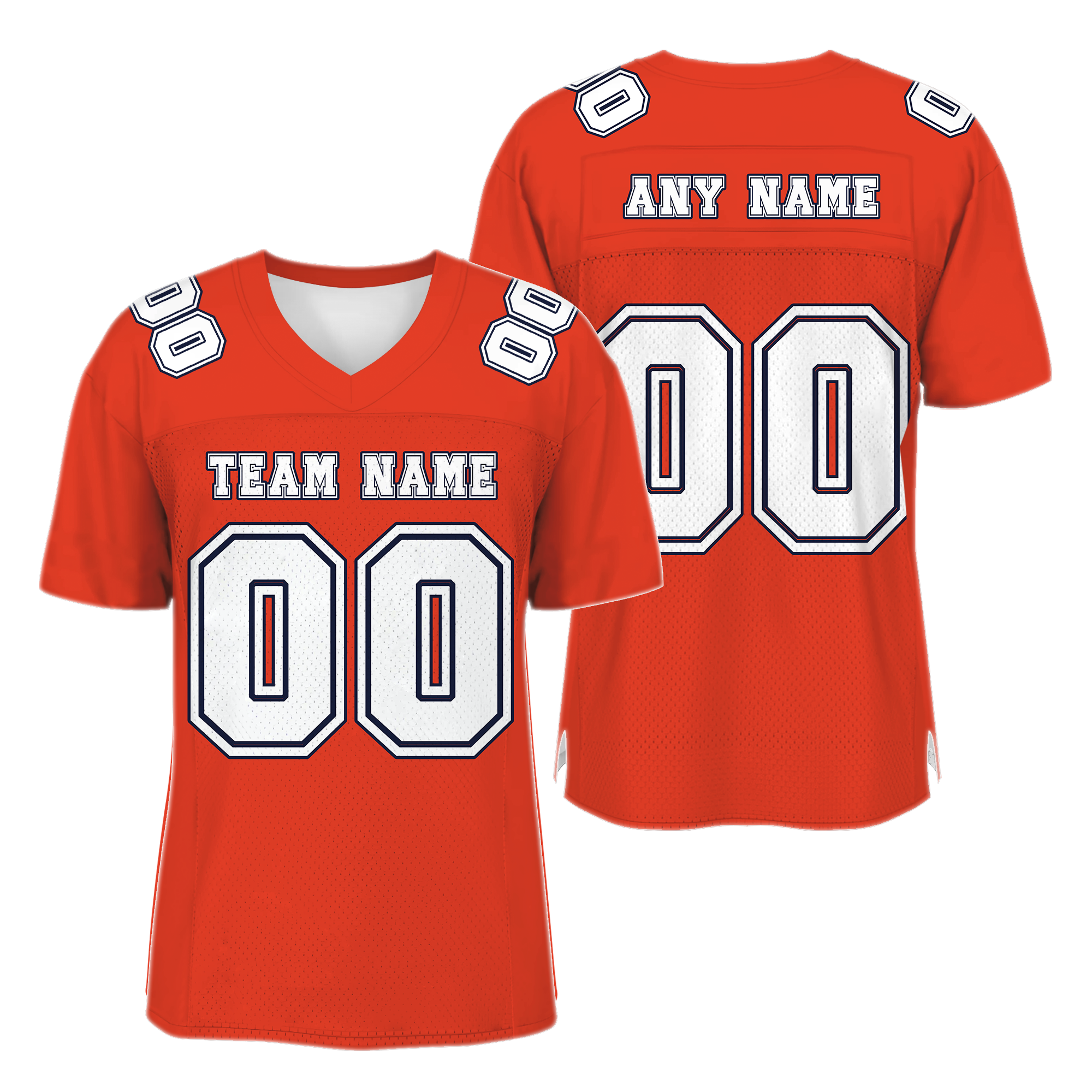 Custom Orange White-Navy Mesh Authentic Football Jersey