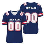 Custom Navy White-Red Mesh Authentic Football Jersey