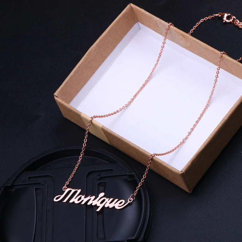 Personalized Stainless Steel Name Necklace - Rose Gold, Gold & Silver Pendant Jewelry, Custom Christmas Gift for Women