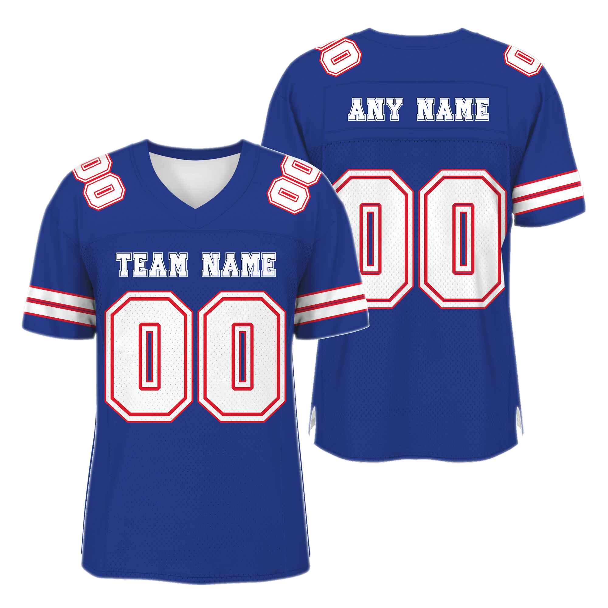 Custom Royal White-Red Mesh Authentic Football Jersey