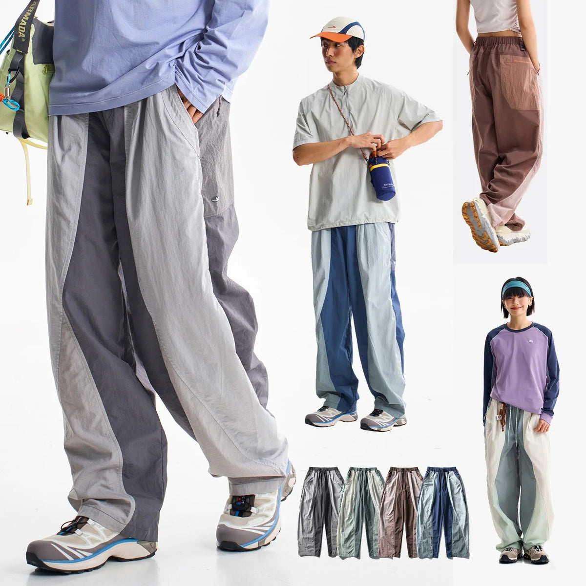 Unisex Wide Leg Cargo Pants – Lightweight Quick-Dry Baggy Techwear Trousers