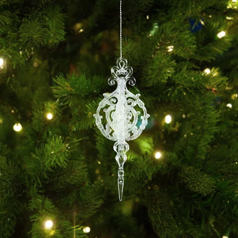 Xmas Tree Transparent Snowflake Hanging Ornaments – Acrylic Pendant Christmas Decoration for Home 2025 Navidad Gifts New Year 2026