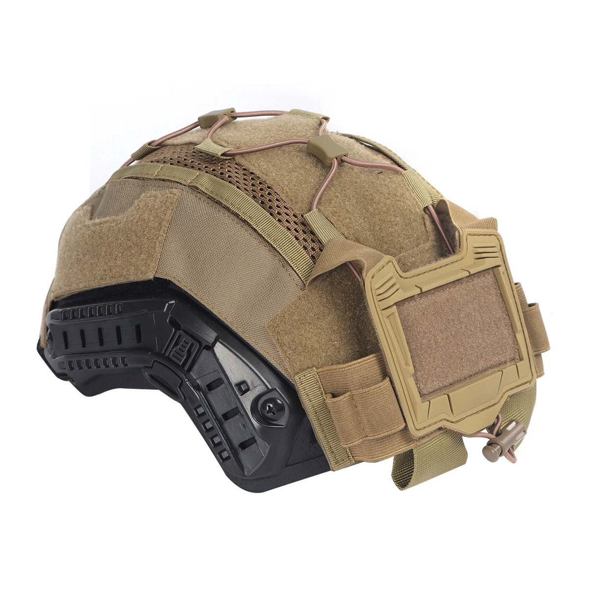 Tactical Helmet Cover Set with NVG Battery Pouch – Hybrid Mesh Cover for Maritime & FAST-Style Helmets