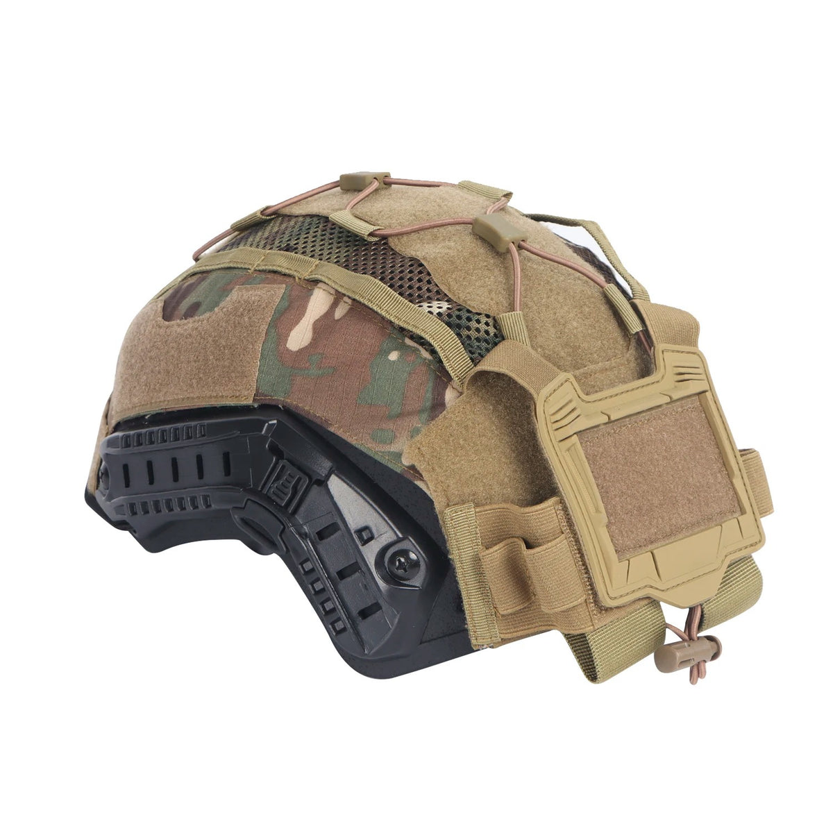 Tactical Helmet Cover Set with NVG Battery Pouch – Hybrid Mesh Cover for Maritime & FAST-Style Helmets