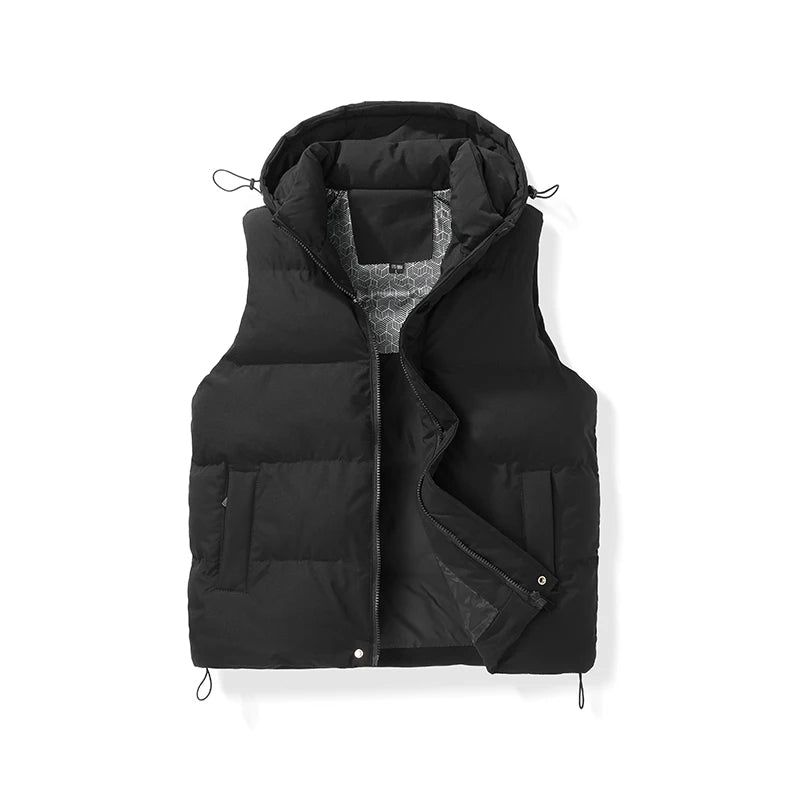 Men's Puffer Vest Warm Sleeveless Winter Jackets Waterproof Zipper Coats With Stand-Up Collar Casual Lightweight Outerwear For Cold Weather C27