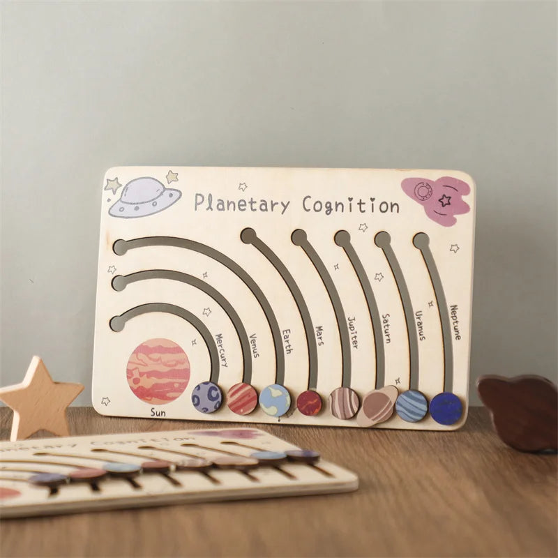 Set 2 Planet Puzzle, Preschool Learning Space-themed Busy Board for Toddler, Solar System Model Educational Puzzle, Birthday Gift for 2 Years Old, Toddler gift, Kids Christmas gift C162