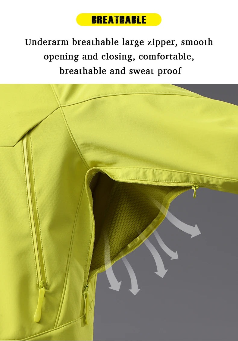 Men's & Women's Waterproof Softshell Jacket – Windproof Fleece-Lined Outdoor Hiking & Trekking Rain Coat