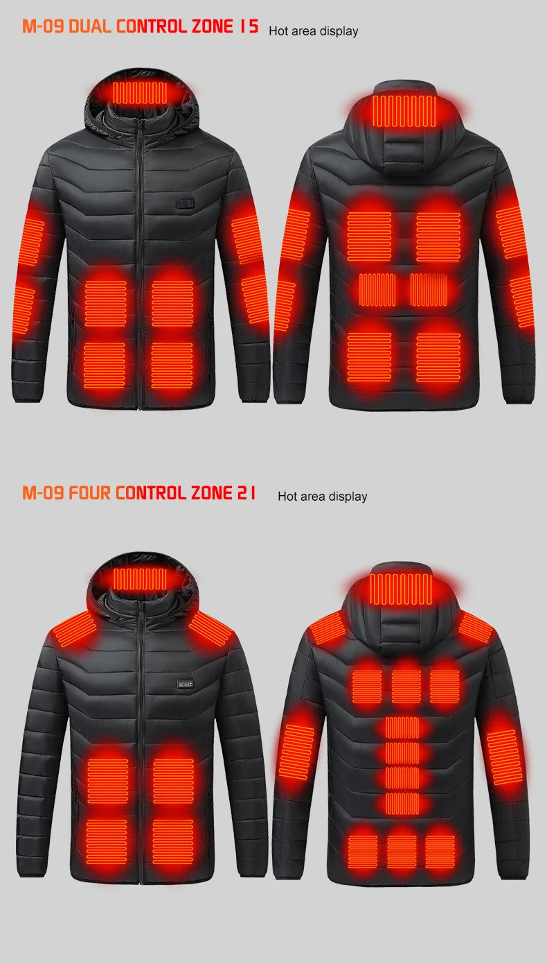 Electric Heated coat jacket winter jacket for outdoors skiing camping hiking adjustable heating levels  for men for women C6