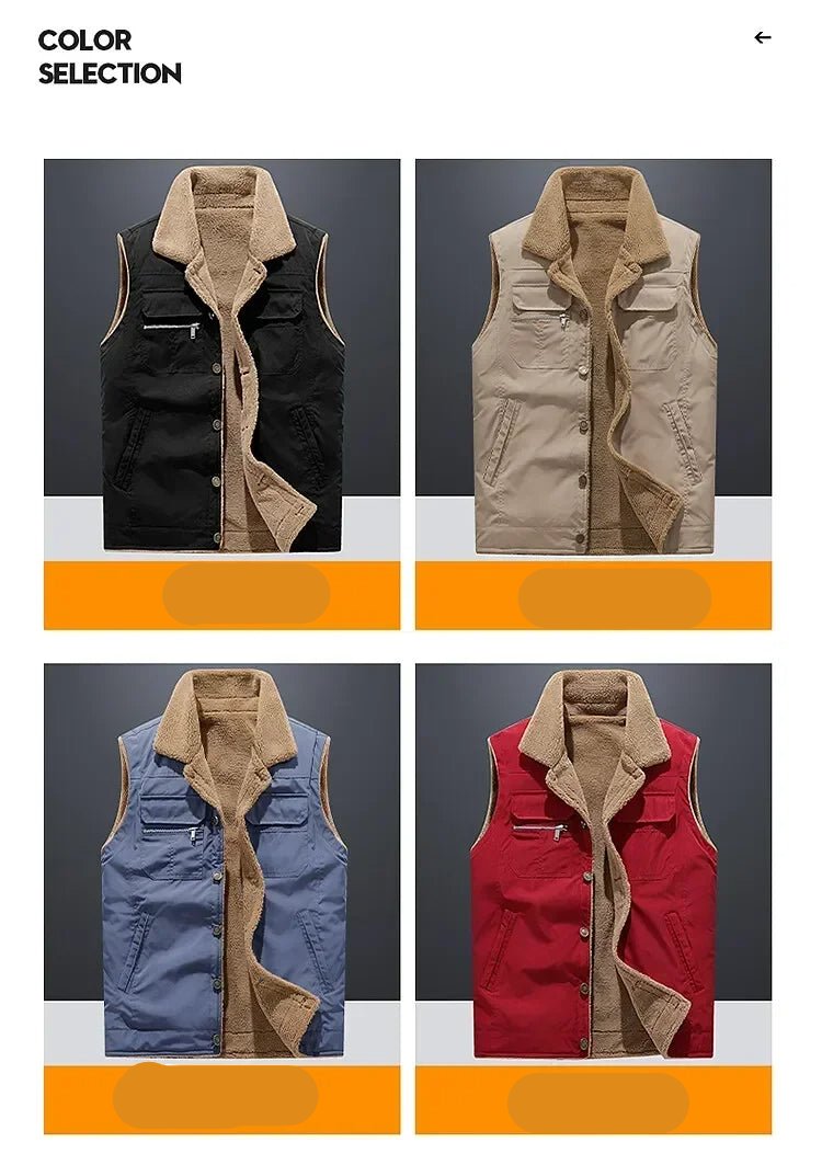 2024 Men’s Plus Size Fleece Vest – Warm Sleeveless Jackets, Autumn Winter Waist Coat up to 5XL C10