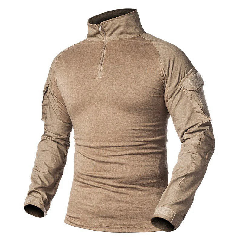 Men’s 1/4 Zip Tactical Shirt – Breathable Long Sleeve Ripstop Outdoor Combat Style Top