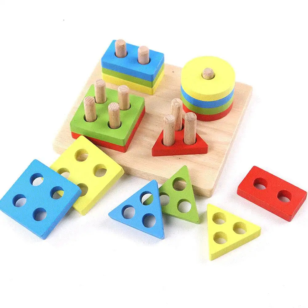 Set 2 Wooden Sorting & Stacking Toy, Handcrafted Shape Sorter Toy, Montessori Toys for 1 2 3 Years Old Toddlers, Fine Motor Skill, Educational Toy C166