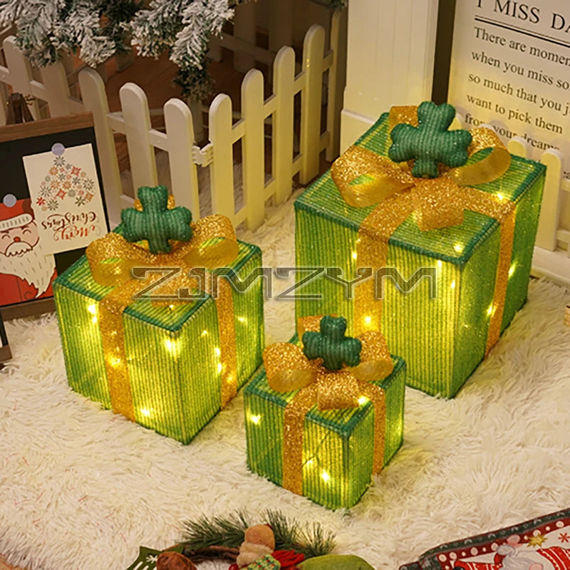 Christmas Glowing Gift Box – LED Ornament Lights for Outdoor & Indoor Holiday Decor