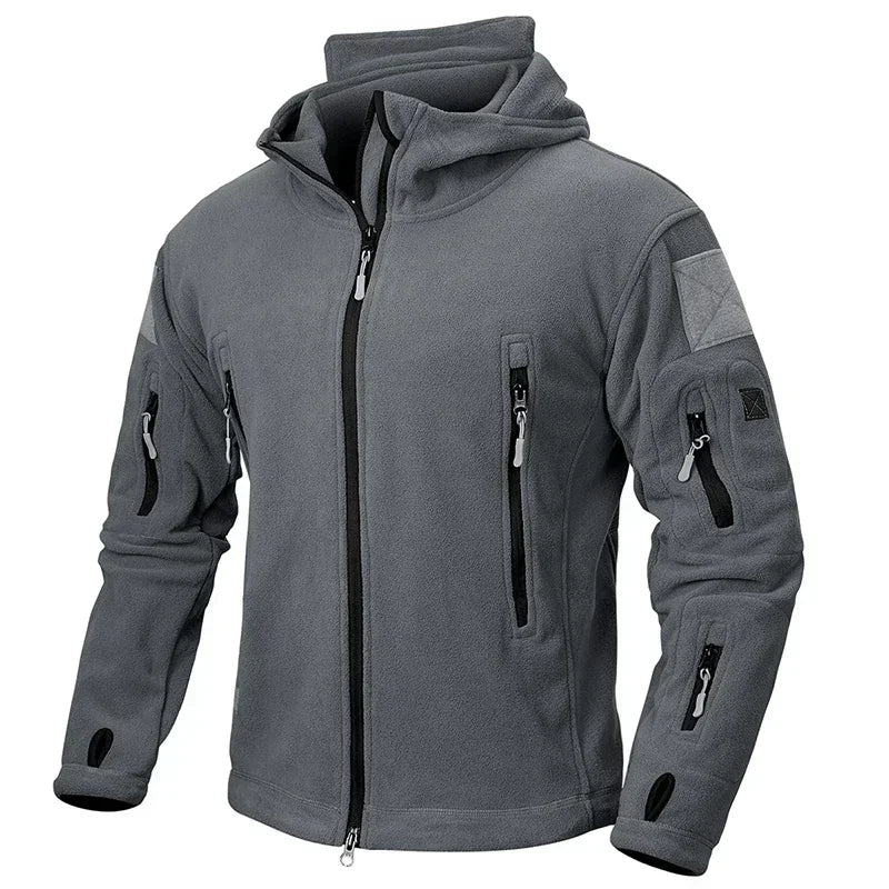 Men’s Winter Fleece Hoodie Jacket – Warm Full Zip Multi-Pocket Outdoor Coat