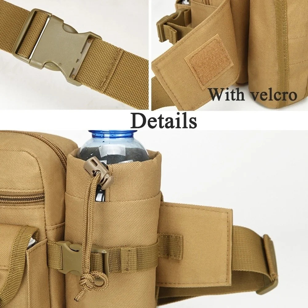 Tactical Men Waist Pack Nylon Hiking Water Bottle Phone Pouch Outdoor Sports Hunting Climbing Camping Belt Bag