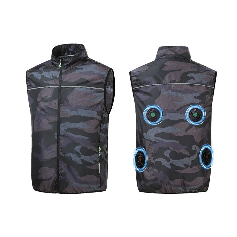 Cooling Fan Vest with 4 Fans – Breathable Summer Workwear Air Conditioning Vest for Outdoor Work, Hiking & Construction