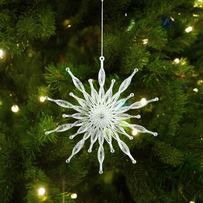 Xmas Tree Transparent Snowflake Hanging Ornaments – Acrylic Pendant Christmas Decoration for Home 2025 Navidad Gifts New Year 2026