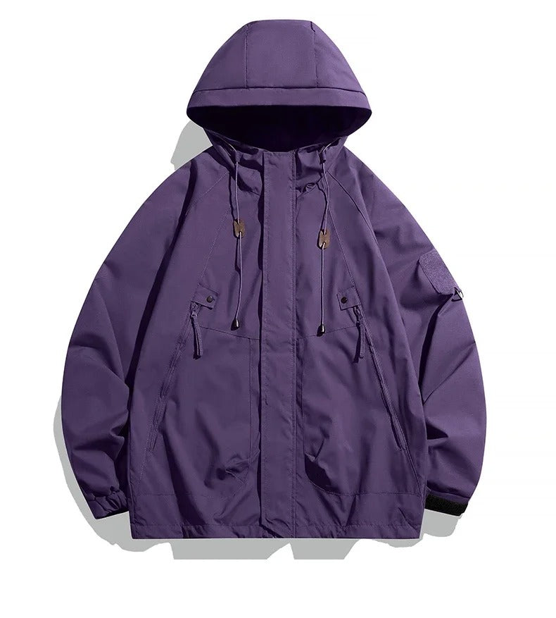 Men's Hooded Windbreaker Jacket – Lightweight Waterproof Zipper Outdoor Cargo Coat