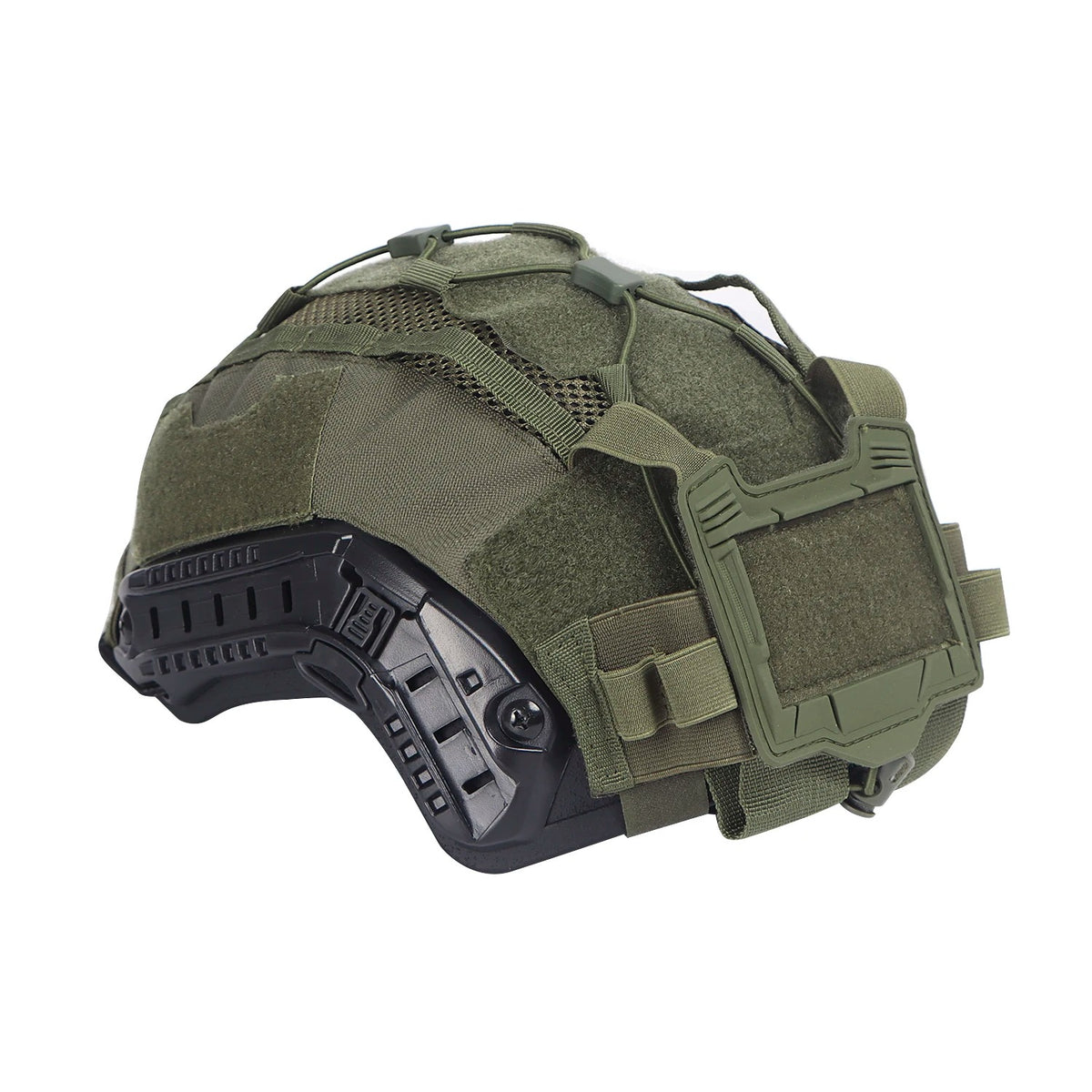 Tactical Helmet Cover Set with NVG Battery Pouch – Hybrid Mesh Cover for Maritime & FAST-Style Helmets