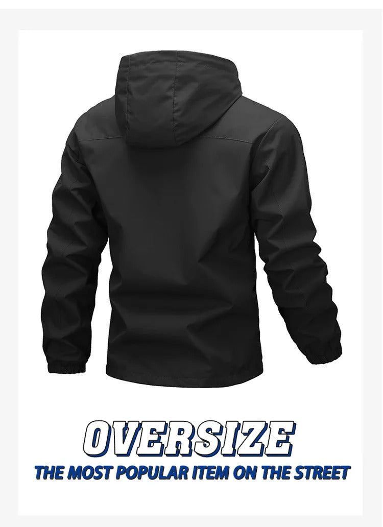 Men's Waterproof Hooded Rain Jacket – Lightweight Windproof Outdoor Hiking Windbreaker