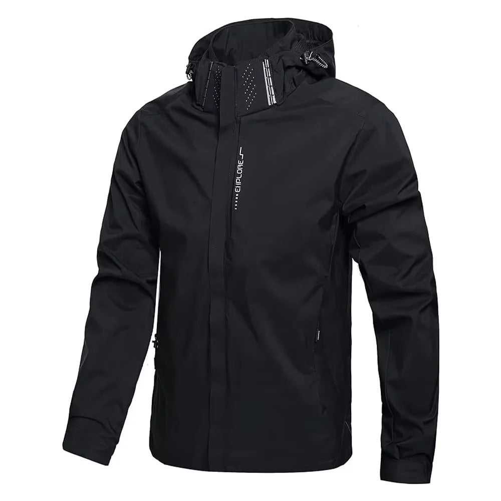 Men's Lightweight Waterproof Rain Jacket – Hooded Windproof Outdoor Hiking Jacket