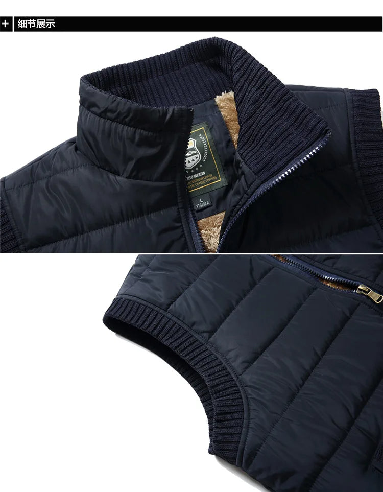 Men's Puffer Vest Warm Sleeveless Winter Jackets Waterproof Zipper Coats With Stand-Up Collar Casual Lightweight Outerwear For Cold Weather C9