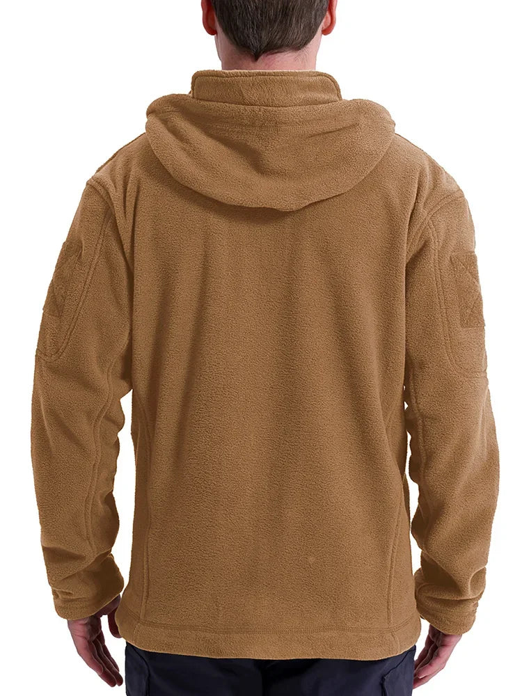 Men’s Outdoor Fleece Jacket – Warm Full Zip Multi-Pocket Hooded Tactical Style Jacket