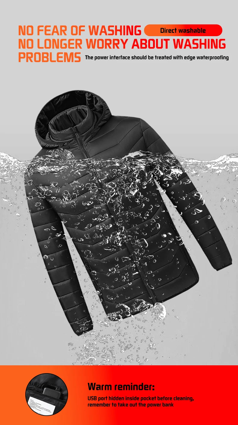 Electric Heated coat jacket winter jacket for outdoors skiing camping hiking adjustable heating levels  for men for women C6