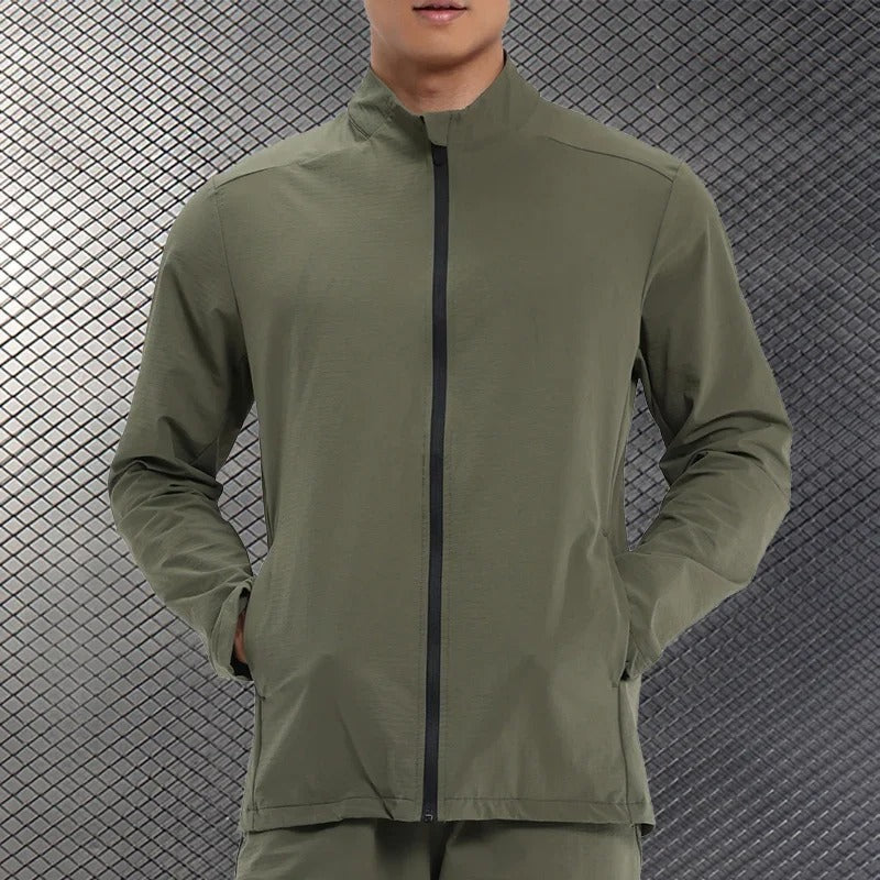Men's Lightweight Outdoor Sports Jacket – Stand Collar Windproof Running & Hiking Coat