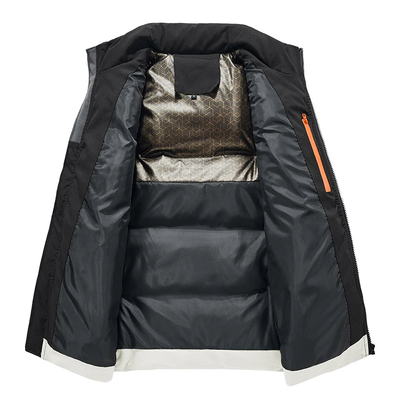 Men's Puffer Vest Warm Sleeveless Winter Jackets Waterproof Zipper Coats With Stand-Up Collar Casual Lightweight Outerwear For Cold Weather C23