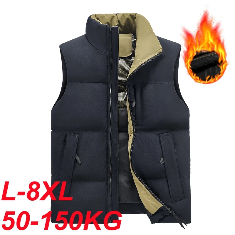 Men's Puffer Vest Warm Sleeveless Winter Jackets Waterproof Zipper Coats With Stand-Up Collar Casual Lightweight Outerwear For Cold Weather C23
