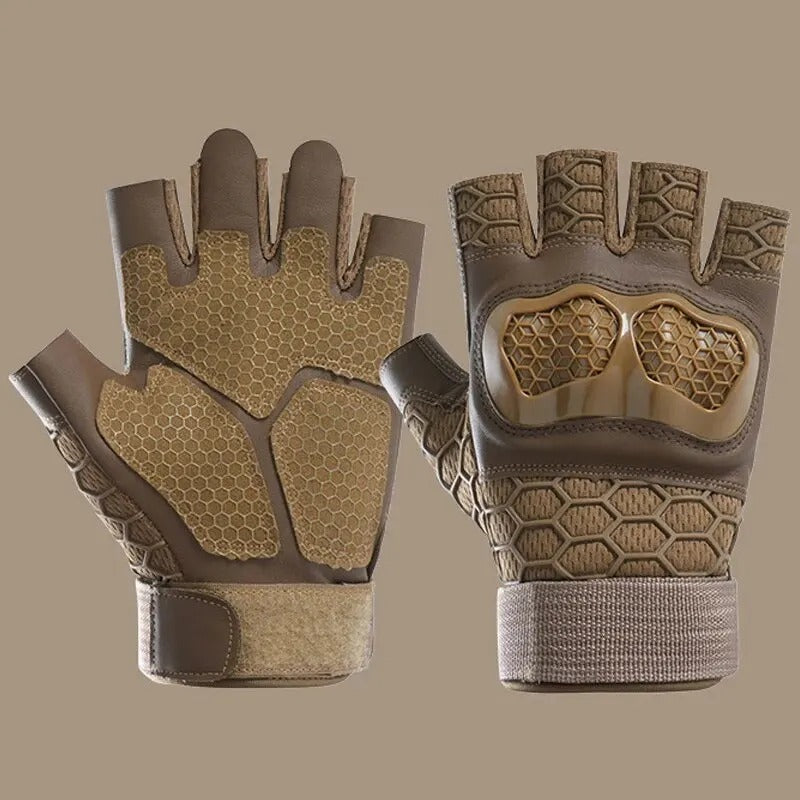 Men's Tactical Half Finger Gloves – Hard Knuckle Protective Outdoor Gloves