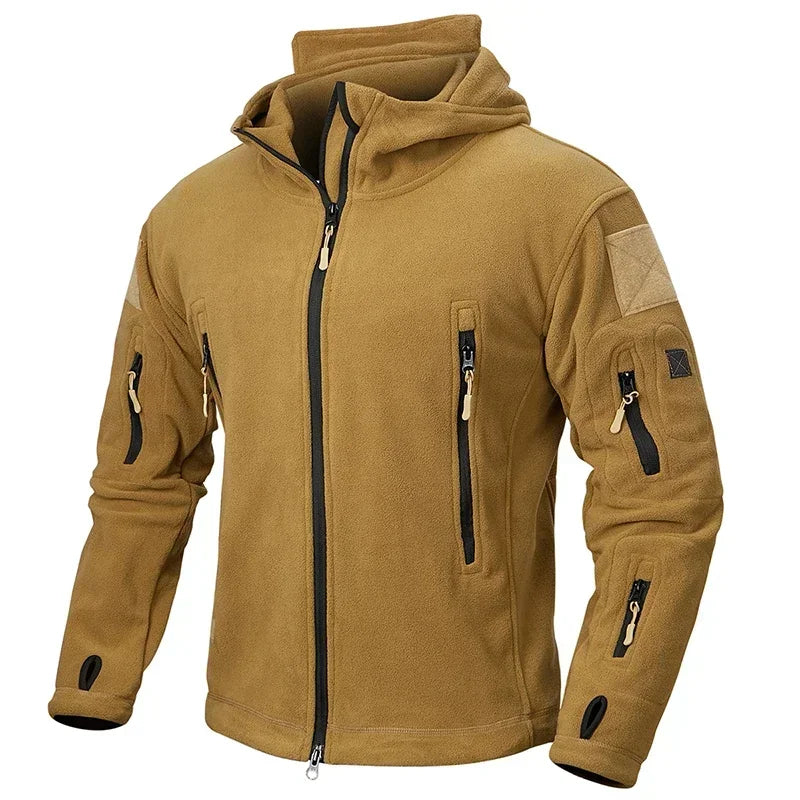 Men’s Winter Fleece Hoodie Jacket – Warm Full Zip Multi-Pocket Outdoor Coat