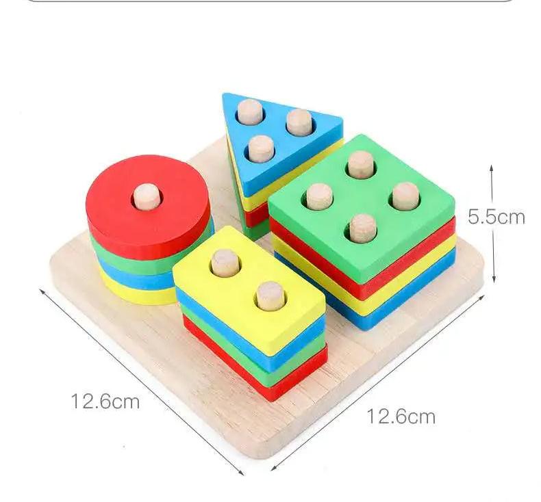 Set 2 Wooden Sorting & Stacking Toy, Handcrafted Shape Sorter Toy, Montessori Toys for 1 2 3 Years Old Toddlers, Fine Motor Skill, Educational Toy C166