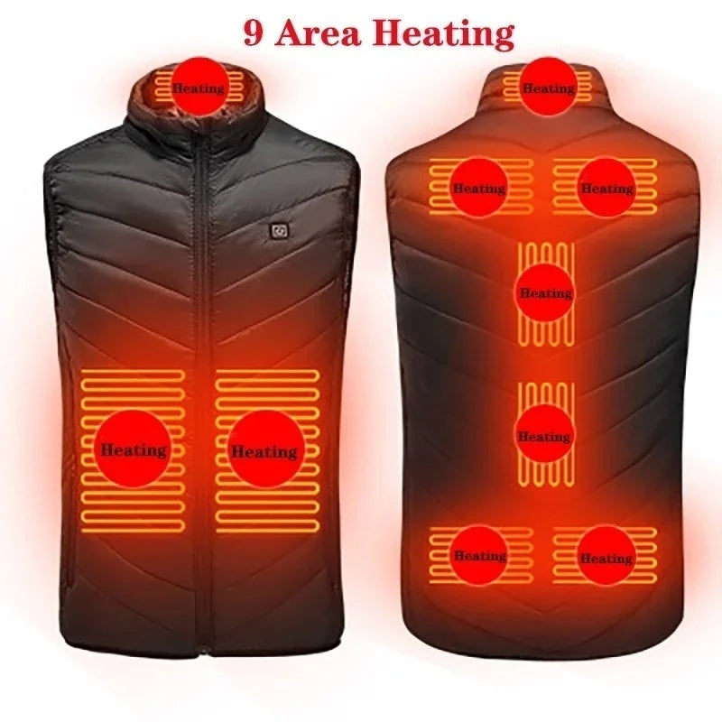 USB Heated Winter Vest – Multi-Zone Self-Heating Sleeveless Jacket for Men, Ideal for Hunting and Outdoor Wear C13