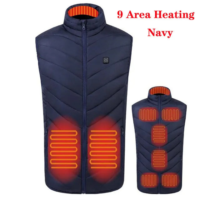 USB Heated Winter Vest – Multi-Zone Self-Heating Sleeveless Jacket for Men, Ideal for Hunting and Outdoor Wear C13