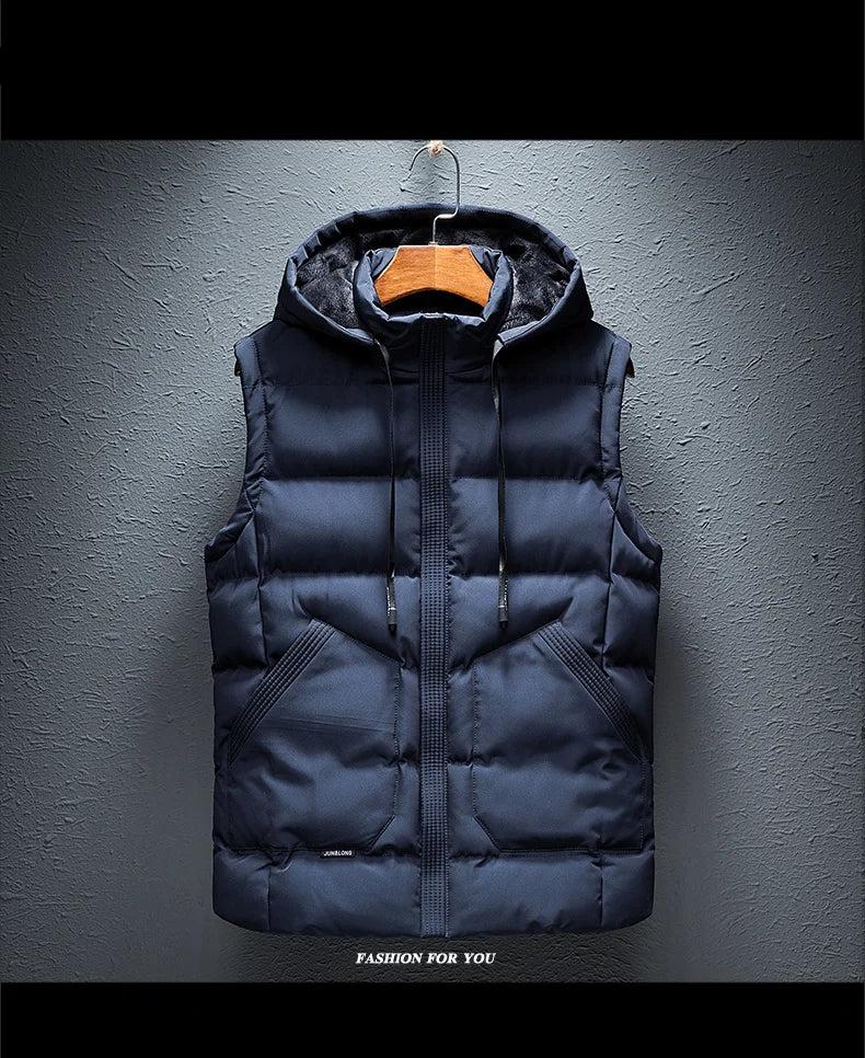 Men's Puffer Vest Warm Sleeveless Winter Jackets Waterproof Zipper Coats With Stand-Up Collar Casual Lightweight Outerwear For Cold Weather C12