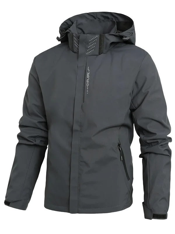 Men's Lightweight Waterproof Rain Jacket – Hooded Windproof Outdoor Hiking Jacket