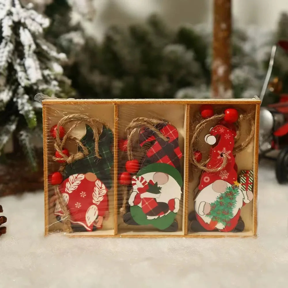 9/12pcs Christmas Gnomes Wooden Pendant – Xmas Tree Hanging Ornaments for Holiday Home Decoration & Gifts 2025